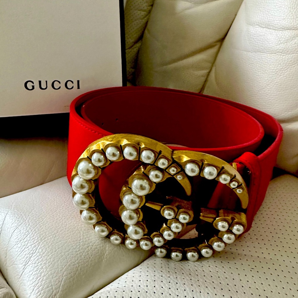 Gucci Red Pearl Belt